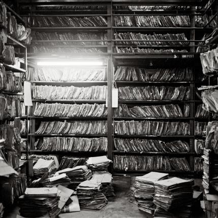 Small room with stacks of archives