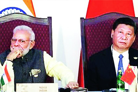 Modi and Xi Jinping sitting next to each other