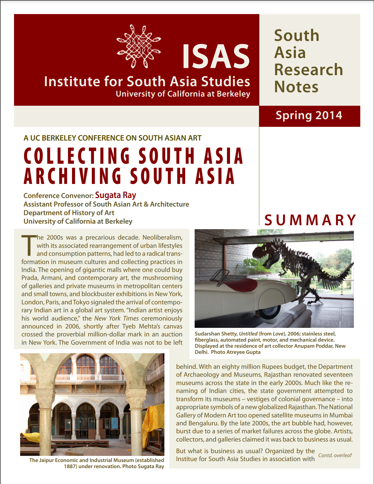 Cover image of SA Research Notes, Spring 2014