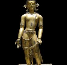 Bodhisattva Avalokiteshvara, gilded bronze. Nepal, 16th century CE. British Museum, London