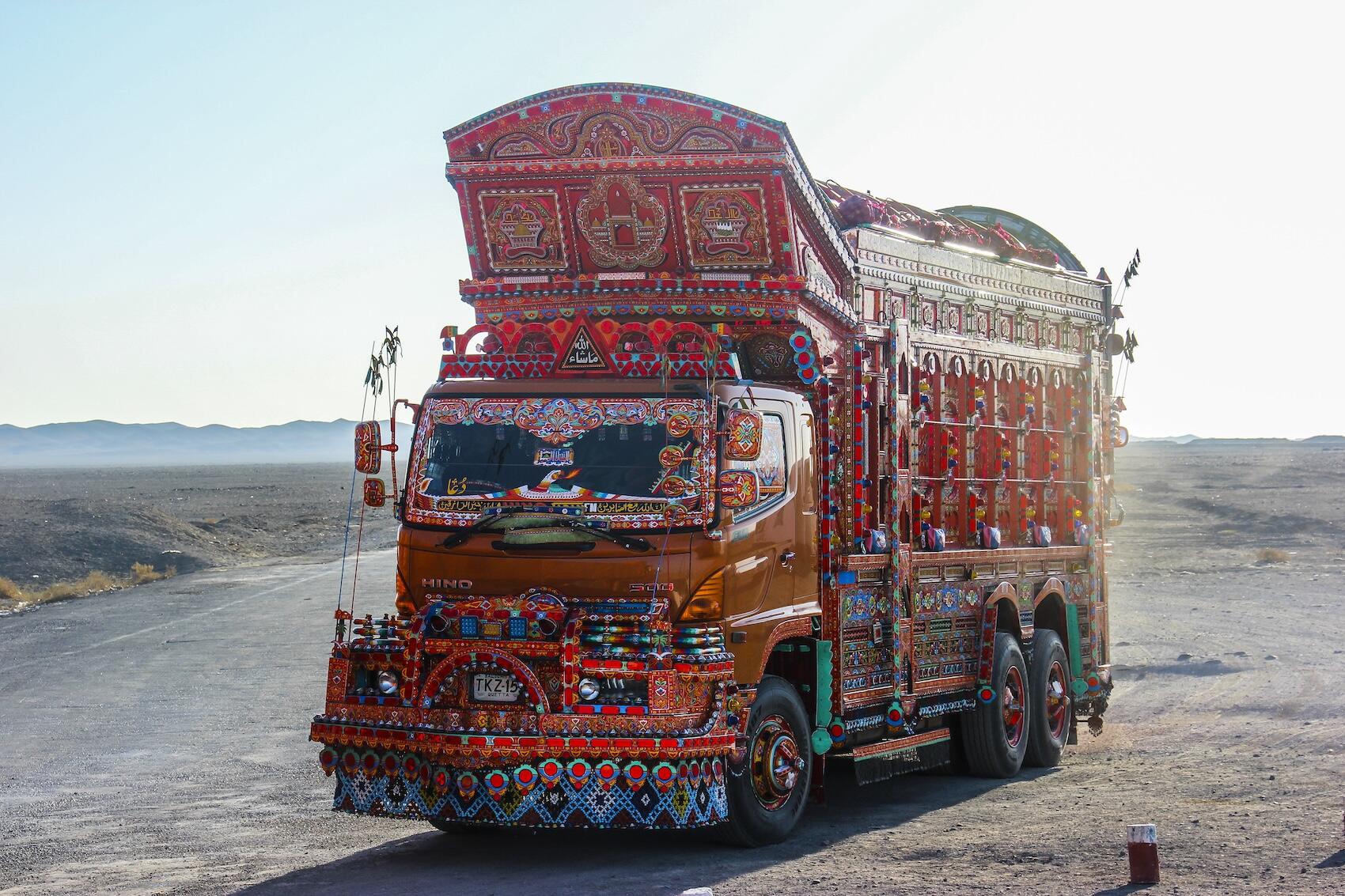 Photograph of a decorated truck in Pakistan