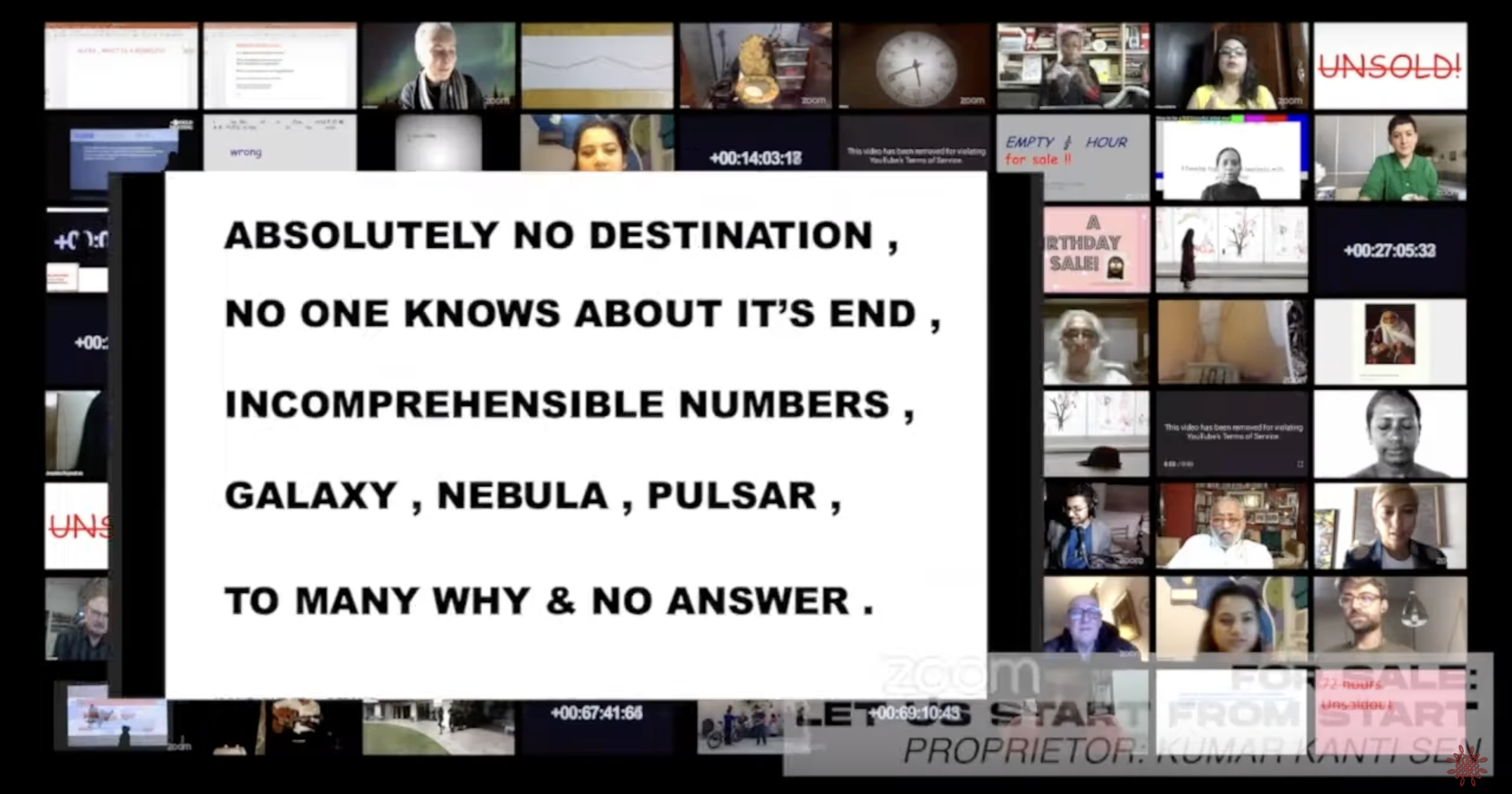  Mithu Sen October 2020 Virtual Residency. Screenshot.